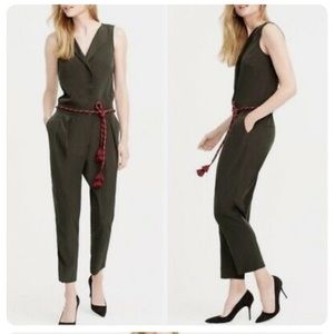 J Crew Olive Military Sleeveless Jumpsuit 8 Tall